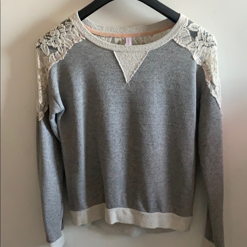 Gray lace sweater - M but fits as S
